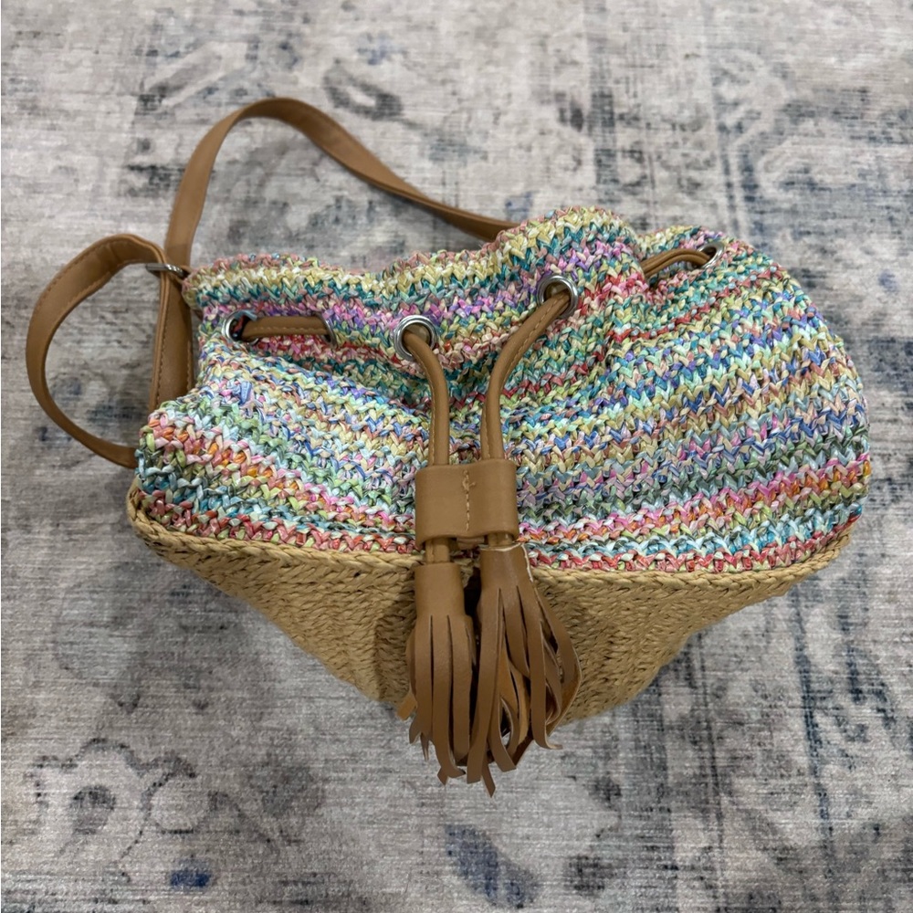 Carlos Santana Colorful straw shoulder bag